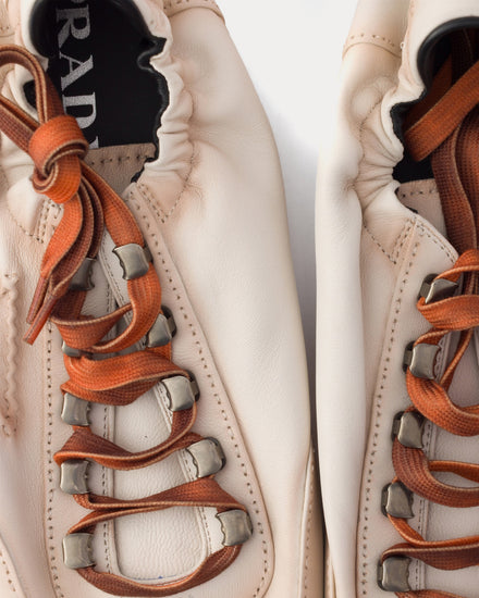 Prada Collapse Antiqued Nappa Leather with Hooks Chalk White Low Top Sneakers - 5