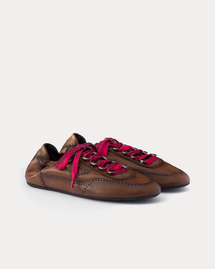 Prada Collapse Antiqued Nappa Leather with Hooks Oak Low Top Sneakers - 3