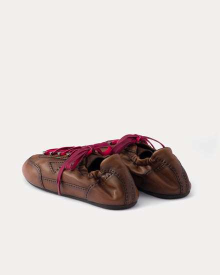 Prada Collapse Antiqued Nappa Leather with Hooks Oak Low Top Sneakers - 4