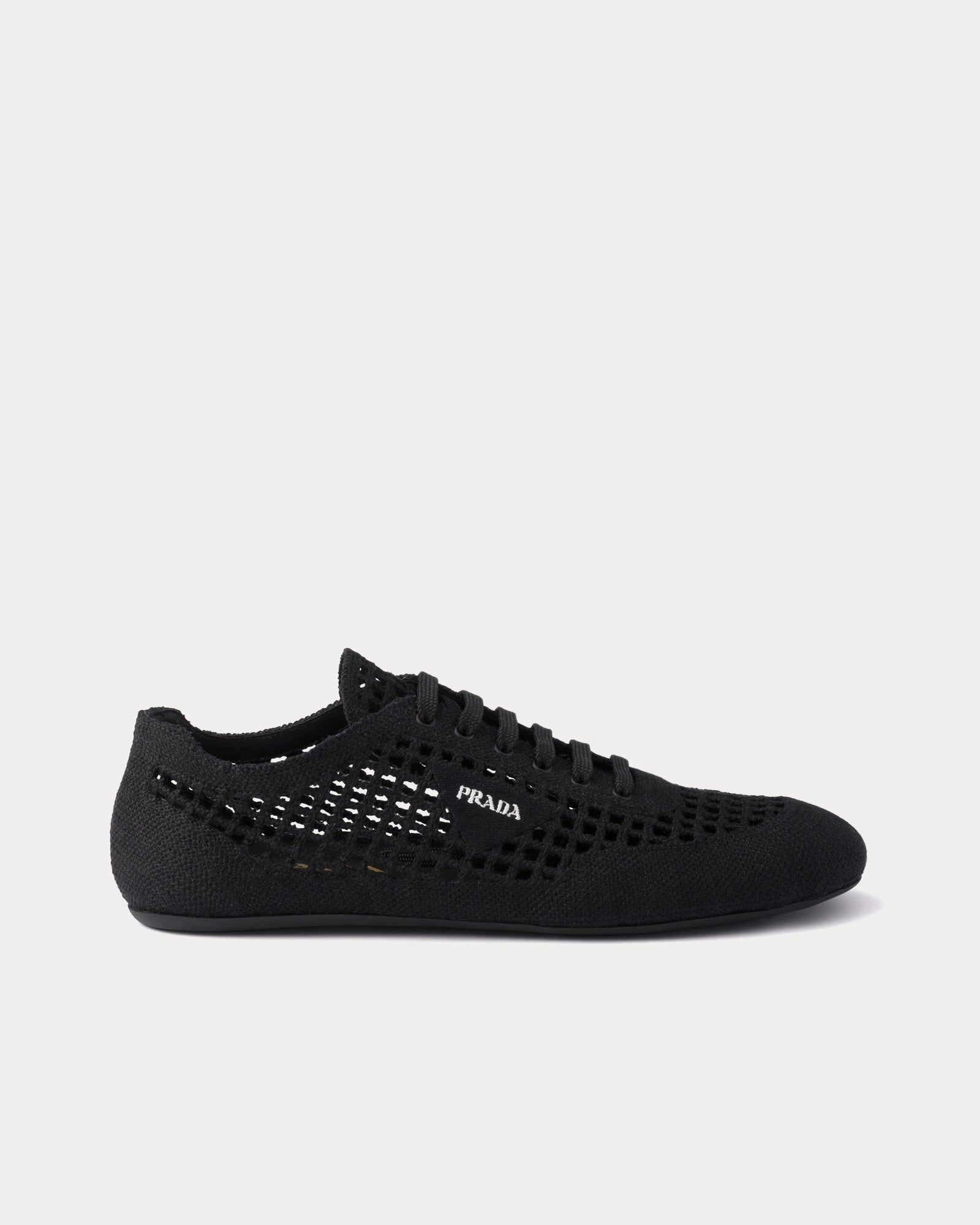 Prada Women's Collapse Crochet Black Low Top Sneakers