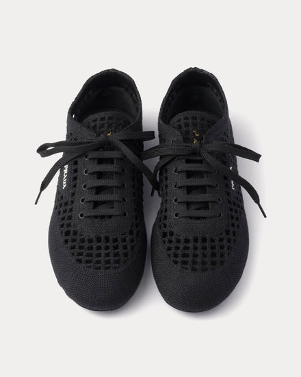 Prada Women's Collapse Crochet Black Low Top Sneakers