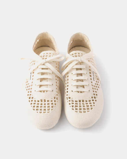 Prada Collapse Crochet Ivory Low Top Sneakers - 2