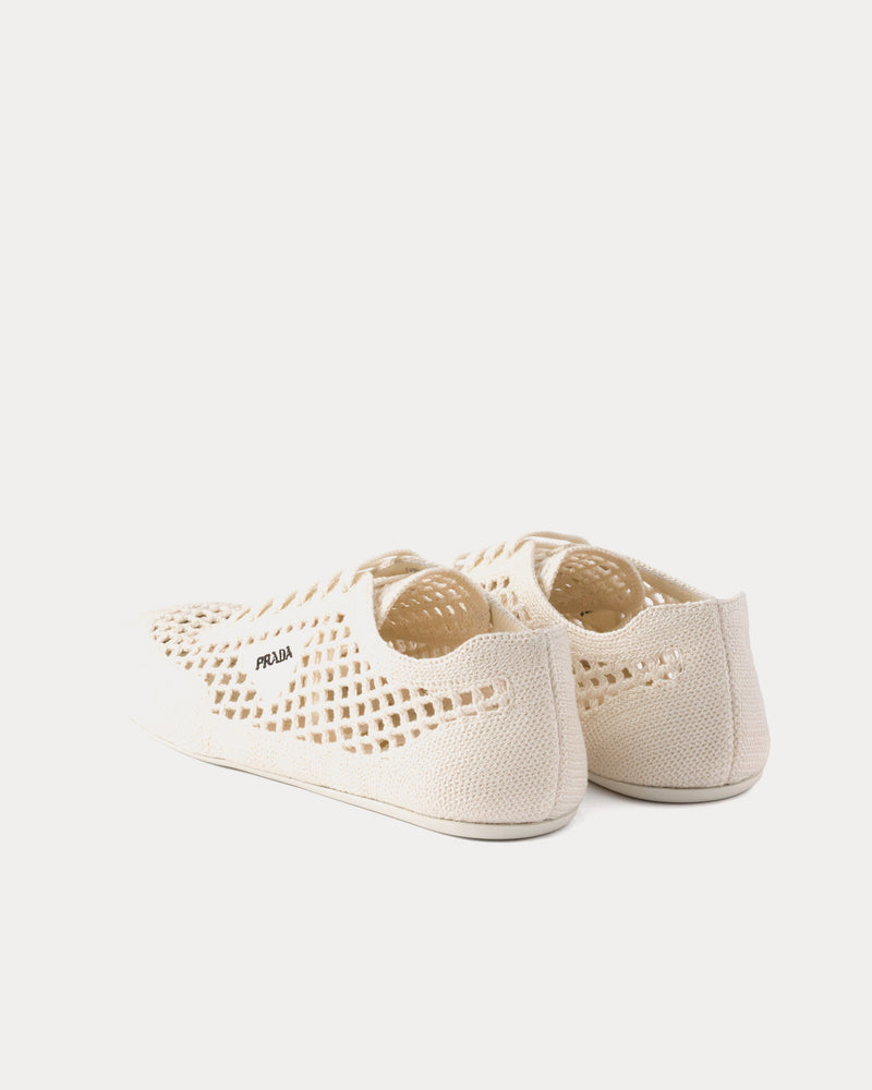 Prada Women's Collapse Crochet Ivory Low Top Sneakers