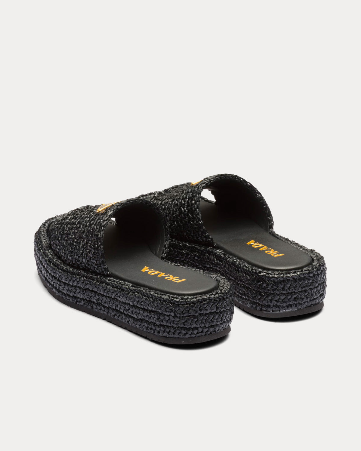 Prada - Crochet Flatform Black Slides