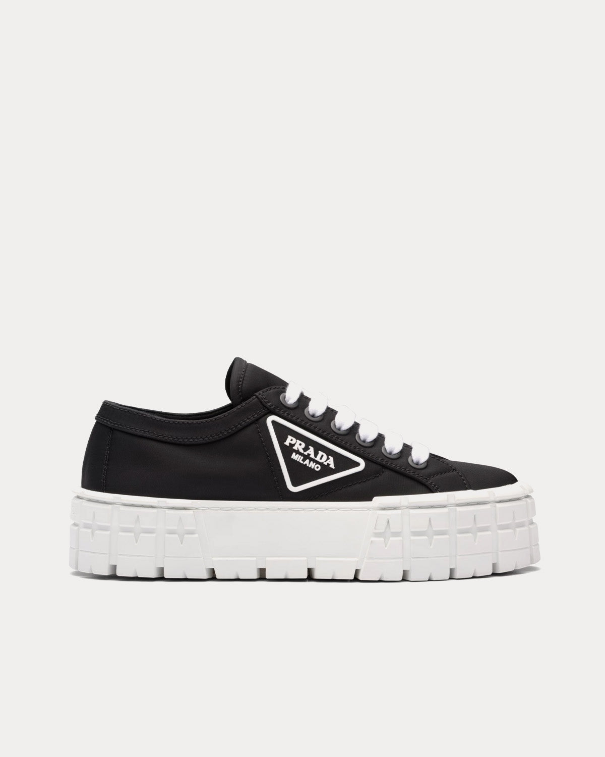 Prada Women's Double Wheel Nylon Gabardine Black Low Top Sneakers \u0026 Trainers