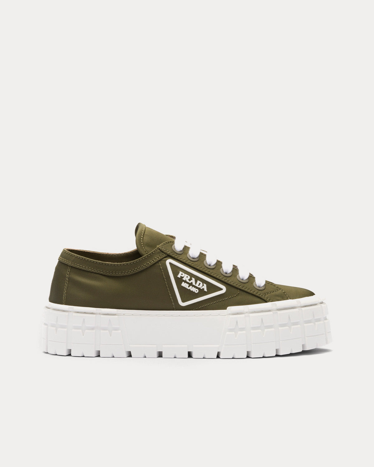 PRADA｜ダブルホイール ギャバジンスニーカー EU36 1/2 元箱有 Prada Women's Double Wheel Nylon Gabardine Military Green Low Top