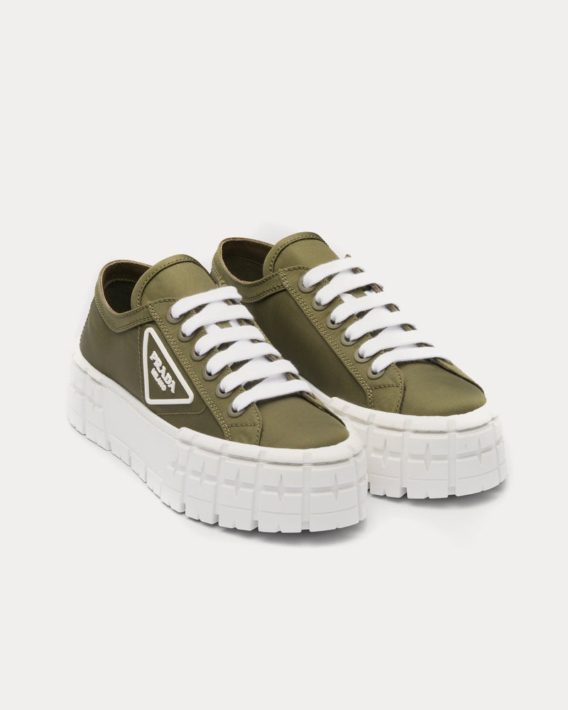 Prada Women's Double Wheel Nylon Gabardine Military Green Low Top