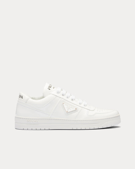 Prada Downtown Patent Leather White Low Top Sneakers - 1