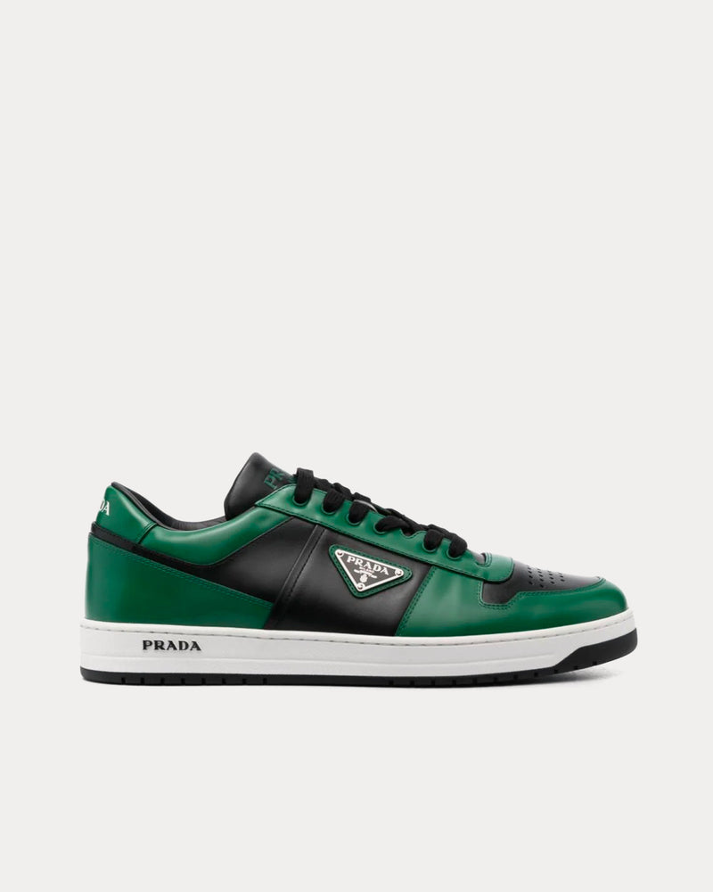 Prada Men's Downtown Leather Lime Green / Black Low Top