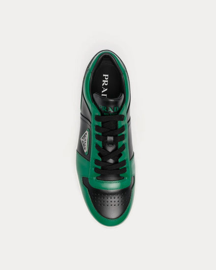 Prada Men's Downtown Leather Lime Green / Black Low Top Sneakers