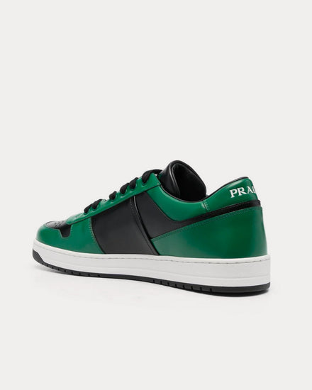 Prada Men's Downtown Leather Lime Green / Black Low Top Sneakers