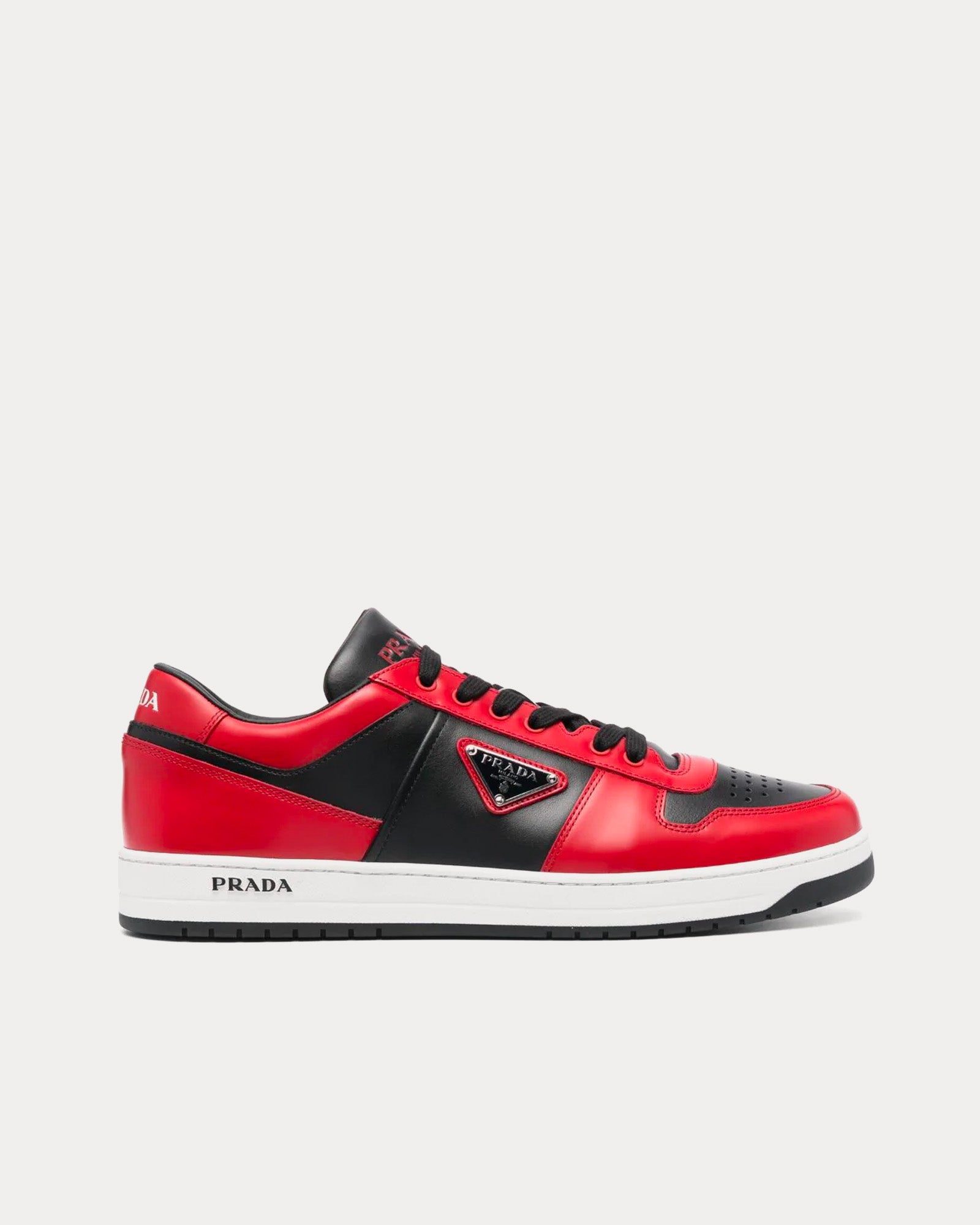 Prada Men's Downtown Leather Red / Black Low Top Sneakers