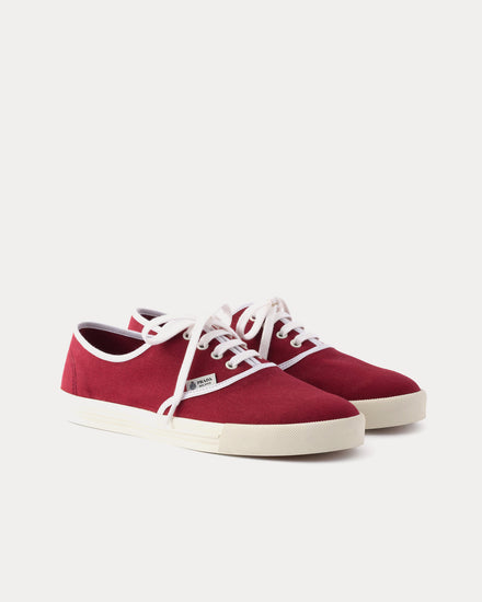 Prada Drill Fabric Burgundy Low Top Sneakers - 3