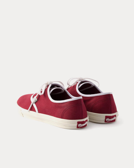 Prada Drill Fabric Burgundy Low Top Sneakers - 4