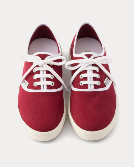 Prada Drill Fabric Burgundy Low Top Sneakers - 2