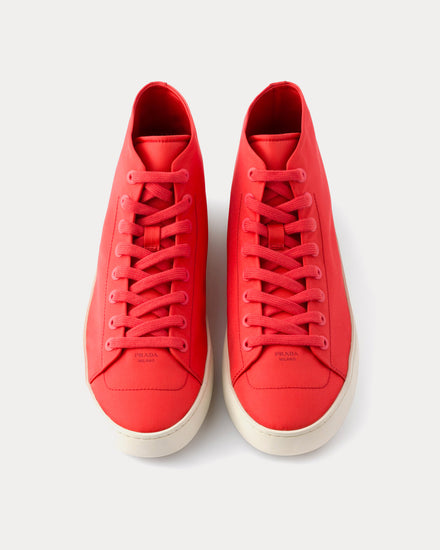 Prada Court Re-Nylon Coral High Top Sneakers - 2