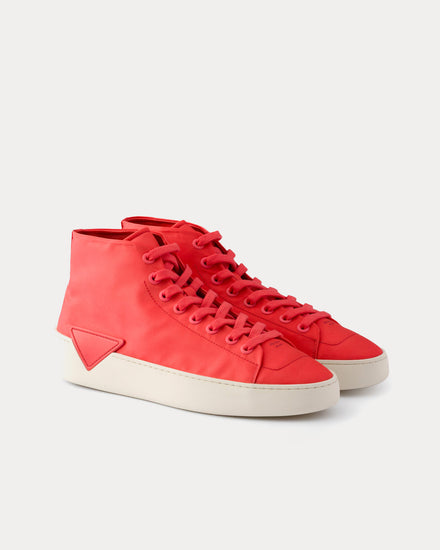 Prada Court Re-Nylon Coral High Top Sneakers - 3
