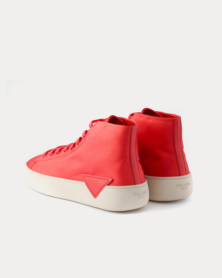 Prada Court Re-Nylon Coral High Top Sneakers - 4