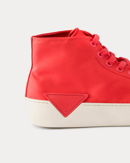 Prada Court Re-Nylon Coral High Top Sneakers - 5