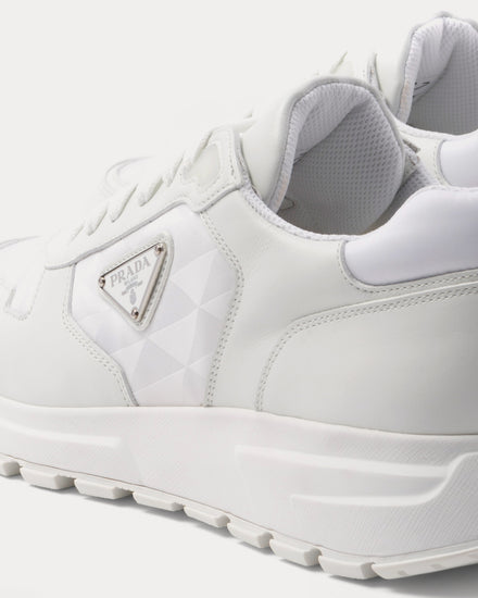 Prada Sporty Leather & Nylon White Low Top Sneakers - 4