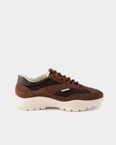 Prada Mesh Fabric & Suede Cocoa Brown Low Top Sneakers
