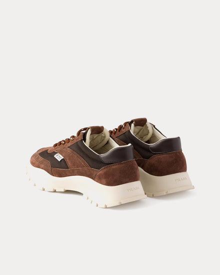 Prada Mesh Fabric & Suede Cocoa Brown Low Top Sneakers - 4
