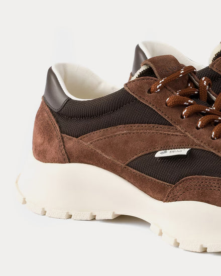 Prada Mesh Fabric & Suede Cocoa Brown Low Top Sneakers - 5