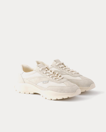 Prada Mesh Fabric & Suede White Low Top Sneakers - 3