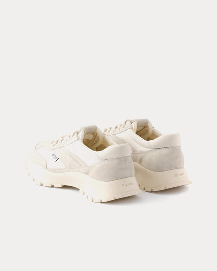 Prada Mesh Fabric & Suede White Low Top Sneakers - 4