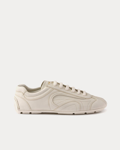 Prada Montecarlo Re-Edition 2005 Antiqued Nappa Leather Chalk White Low Top Sneakers