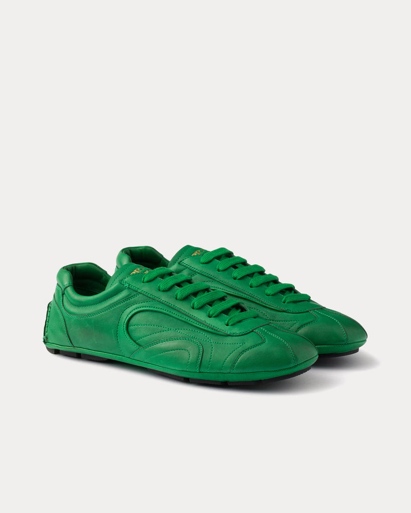 PRADA 25S MONTECARLO ANTIQUED SNEAKERS IN MAHOGANY BROWN SUEDE