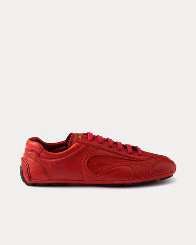 Prada Montecarlo Re-Edition 2005 Antiqued Nappa Leather Red Low Top Sneakers