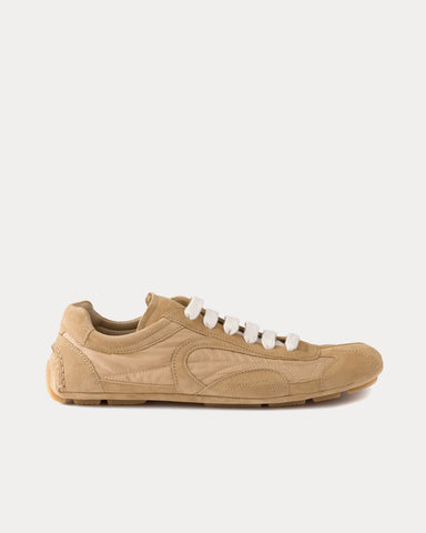 Prada Montecarlo Re-Edition 2005 Suede & Re-Nylon Camel Brown Low Top Sneakers