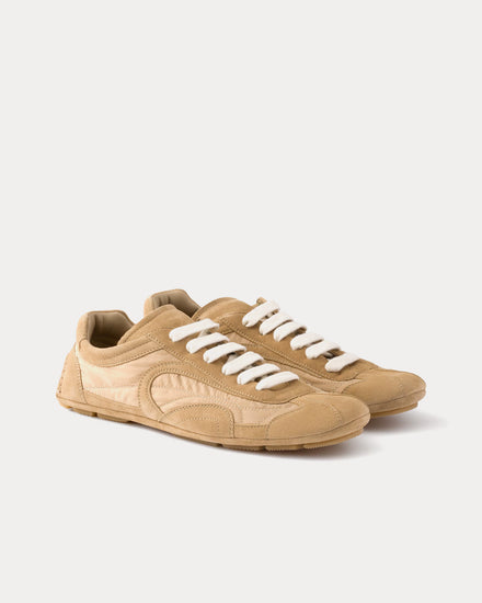 Prada Montecarlo Re-Edition 2005 Suede & Re-Nylon Camel Brown Low Top Sneakers - 3