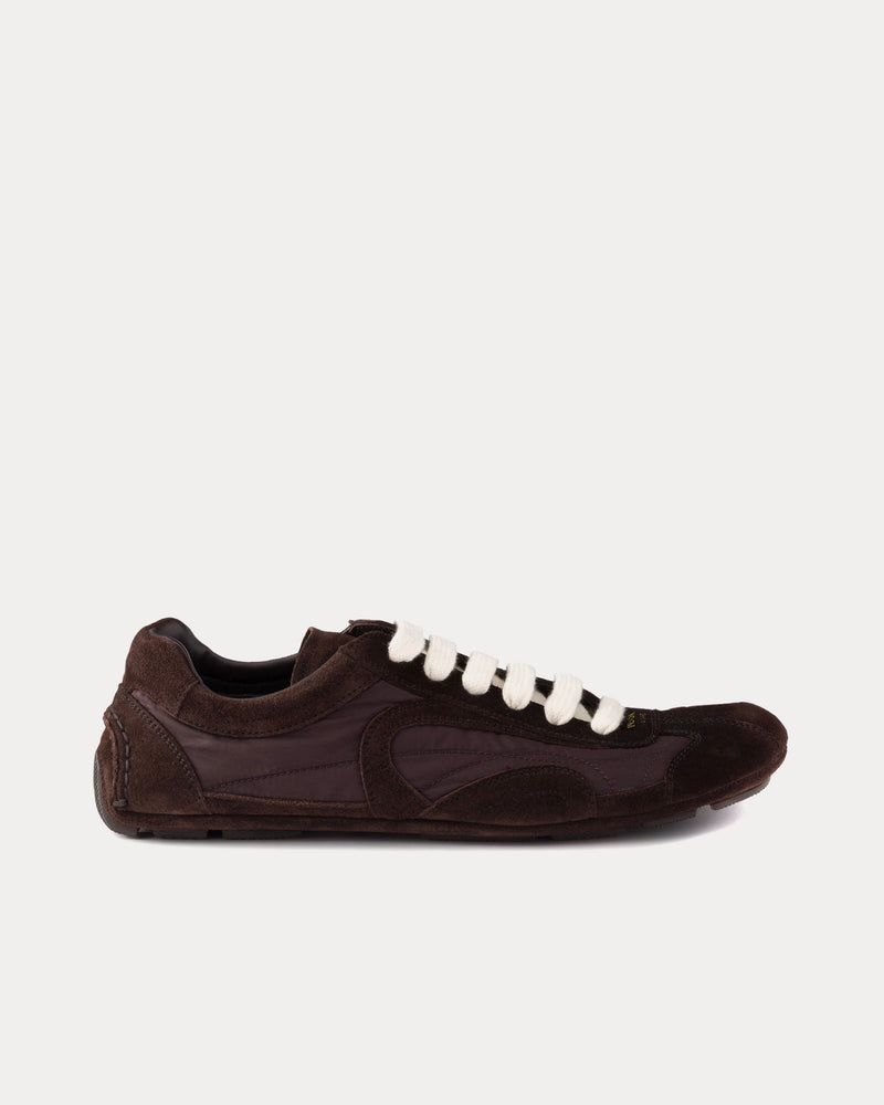 Prada Montecarlo Re-Edition 2005 Suede & Re-Nylon Coffee Low Top Sneakers - 1