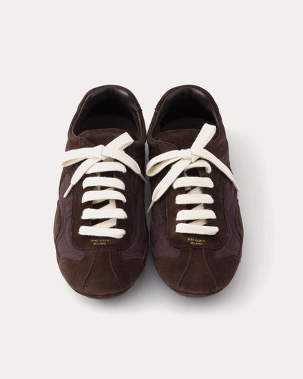 Prada Montecarlo Re-Edition 2005 Suede & Re-Nylon Coffee Low Top Sneakers - 2