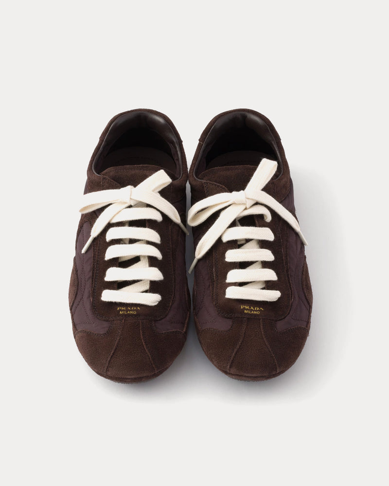 Prada Montecarlo Re-Edition 2005 Suede & Re-Nylon Coffee Low Top Sneakers - 2