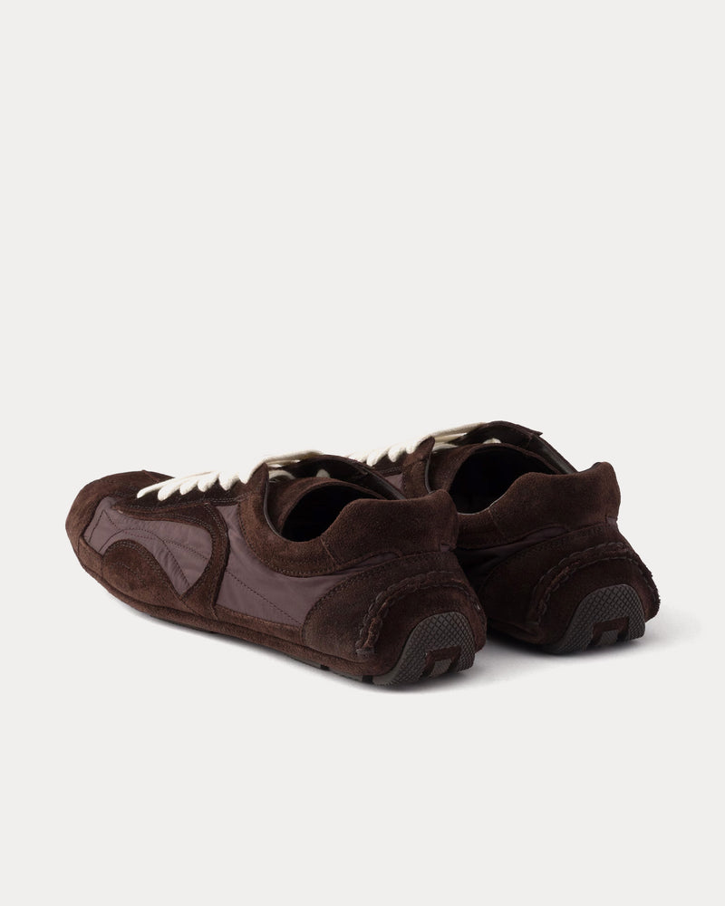 Prada Montecarlo Re-Edition 2005 Suede & Re-Nylon Coffee Low Top Sneakers - 3