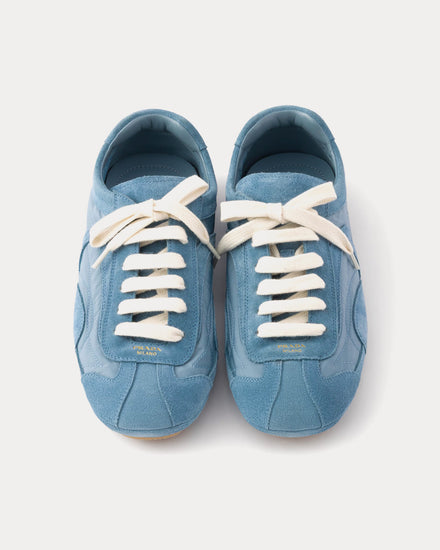 Prada Montecarlo Re-Edition 2005 Suede & Re-Nylon Astral Blue Low Top Sneakers - 2
