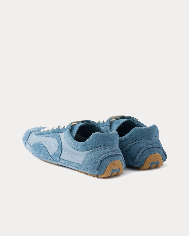 Prada Montecarlo Re-Edition 2005 Suede & Re-Nylon Astral Blue Low Top Sneakers - 4