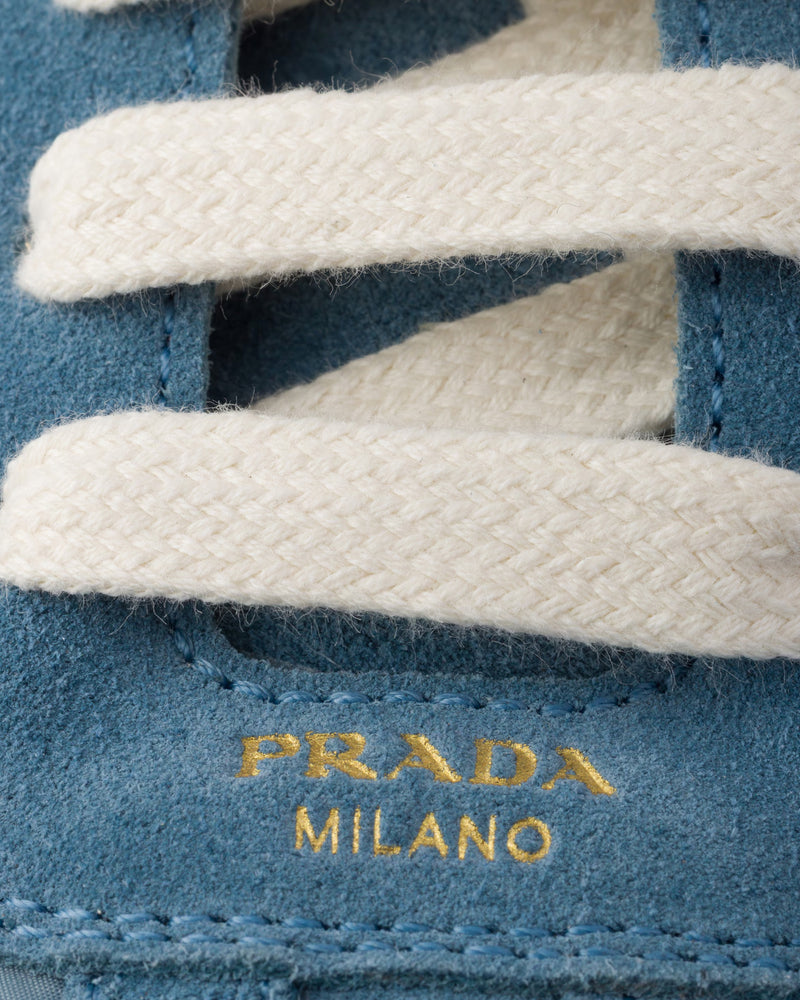 Prada Montecarlo Re-Edition 2005 Suede & Re-Nylon Astral Blue Low Top Sneakers - 5