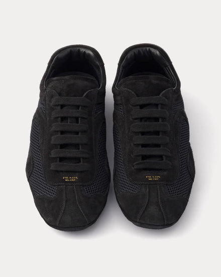 Prada Montecarlo Re-Edition 2005 Suede & Mesh Black Low Top Sneakers - 2