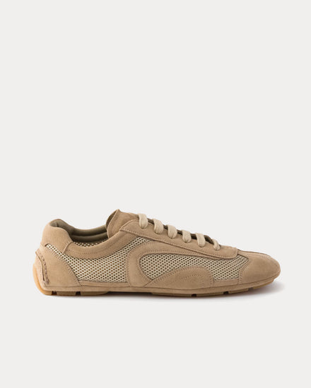 Prada Montecarlo Re-Edition 2005 Suede & Mesh Desert Beige Low Top Sneakers - 1