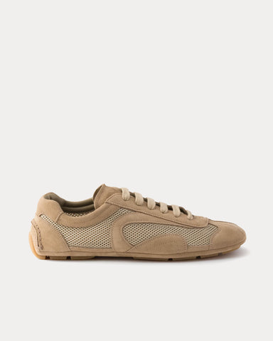 Prada Montecarlo Re-Edition 2005 Suede & Mesh Desert Beige Low Top Sneakers