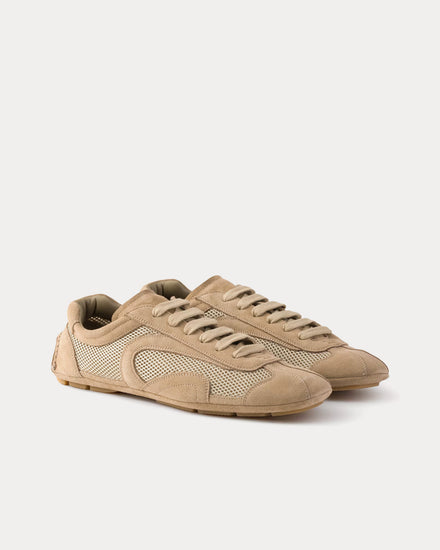 Prada Montecarlo Re-Edition 2005 Suede & Mesh Desert Beige Low Top Sneakers - 3