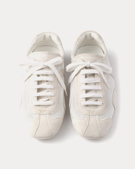 Prada Montecarlo Re-Edition 2005 Suede & Mesh White Low Top Sneakers - 2
