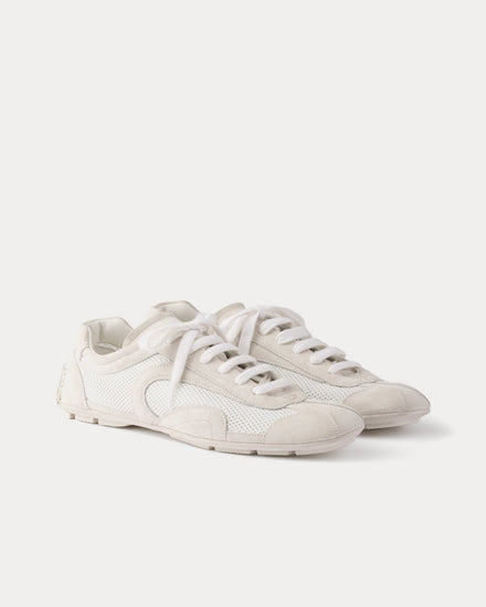 Prada Montecarlo Re-Edition 2005 Suede & Mesh White Low Top Sneakers - 3