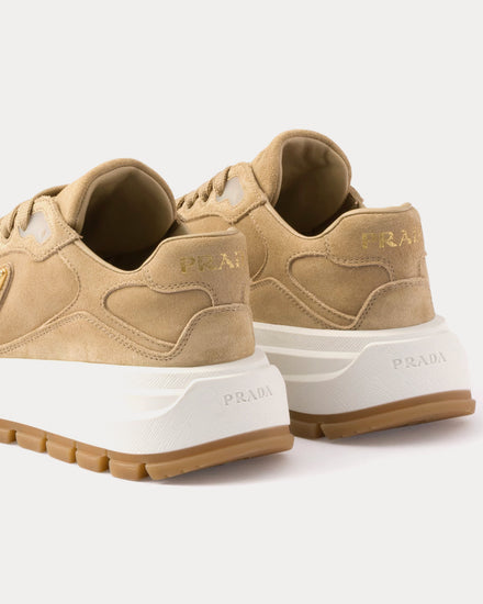 Prada Prax 01 Suede Ecru Low Top Sneakers - 3