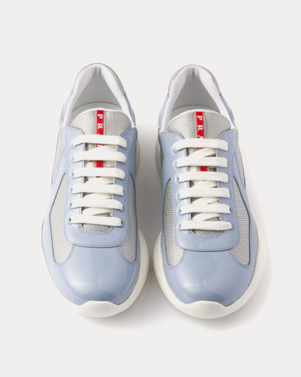 Prada America's Cup Patent Leather & Technical Fabric Astral Blue / Silver Low Top Sneakers - 2