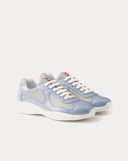 Prada America's Cup Patent Leather & Technical Fabric Astral Blue / Silver Low Top Sneakers - 3